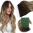 Ugeat Dark Brown Tape in Hair Extensions Human Hair 22 Inch Balayage Medium Brown Human Hair Tape in Extensions Light Blonde Silky and Smooth 20Pcs 50G