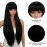 Kalyss 28 Inches Women\'s Silky Long Straight Black Wig Heat Resistant Synthetic Wig With Bangs Hair Wig for Women
