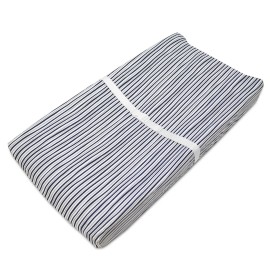TL Care Printed 100% Cotton Knit Fitted Contoured Changing Table Pad Cover - Compatible with Mika Micky Bassinet, Navy Fun Stripe, for Boys and Girls