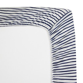TL Care Printed 100% Cotton Knit Fitted Contoured Changing Table Pad Cover - Compatible with Mika Micky Bassinet, Navy Fun Stripe, for Boys and Girls
