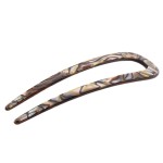 French Amie Slick Silver Onyx Grey Large 4 1/4 Handmade Cellulose Acetate No Slip Grip Metal Free Chignon U Hair Pin Stick for Women and Girls, Made in France