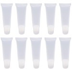 Ewanda store 50PCS 10ml Empty Lip Gloss Balm Tubes Lip Gloss Containers Cute Lipgloss Supplies Squeeze Tubes with Bevel Stoppers