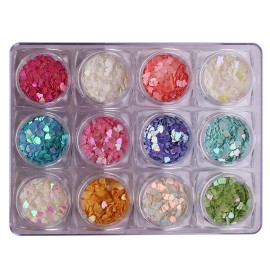 WOKOTO 12 Colors Heart-shaped Nail Art Glitter Sequins Holographic Laser Paillettes Mix Colors Sequins For Nail Art Decoration Eye Make Up Decoration WOKOTO 12 Colors Heart-shaped Nail Art Glitter Sequins Holographic Laser Paillettes Mix Colors Sequins For Nail Art Decoration Eye Make Up Decoration