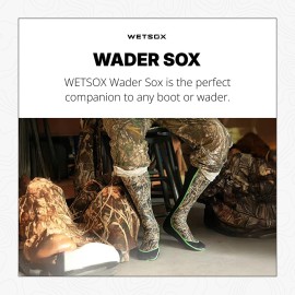 Wetsox Frictionless Wader Socks - Slip Easily In & Out of Any Boots or Waders | Waterproof, Breathable, Lightweight Fishing & Hunting Socks, Non-Slip, Quick-Dry Outdoor Gear | Camo, Large