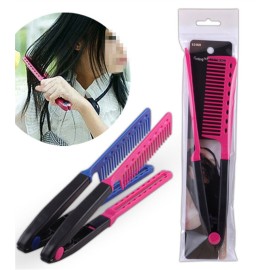 1Pc DIY Salon Hair Brush Combs Hairdressing Styling Hair Straightener V Shaped Straight Comb Color Random