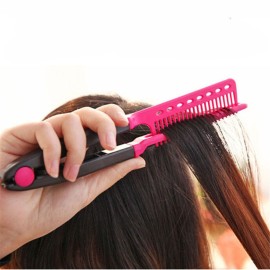 1Pc DIY Salon Hair Brush Combs Hairdressing Styling Hair Straightener V Shaped Straight Comb Color Random