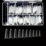 VIVACE Clear Long Stiletto 500pcs Artificial Fake Gel Nail Tips,10 Sizes With Clear Plastic Case For Nail Salon