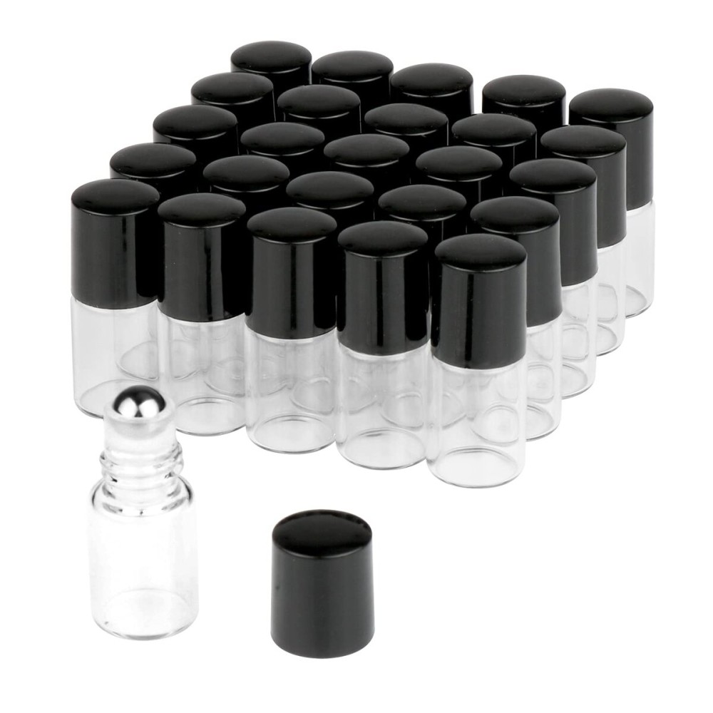 Wresty 25 Pcs Clear Glass Mini Roll On Bottles Empty Essential Oil Roller Ball Bottles Perfume Lip Blam Cosmetic Sample Vials Roller Glass Bottles Container With Black Cap (2ml) Wresty 25 Pcs Clear Glass Mini Roll On Bottles Empty Essential Oil Roller Ball Bottles Perfume Lip Blam Cosmetic Sample Vials Roller Glass Bottles Container With Black Cap (2ml)