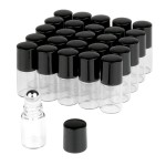 Wresty 25 Pcs Clear Glass Mini Roll On Bottles Empty Essential Oil Roller Ball Bottles Perfume Lip Blam Cosmetic Sample Vials Roller Glass Bottles Container With Black Cap (2ml)