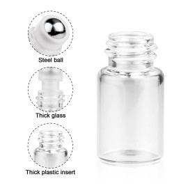 Wresty 25 Pcs Clear Glass Mini Roll On Bottles Empty Essential Oil Roller Ball Bottles Perfume Lip Blam Cosmetic Sample Vials Roller Glass Bottles Container With Black Cap (2ml) Wresty 25 Pcs Clear Glass Mini Roll On Bottles Empty Essential Oil Roller Ball Bottles Perfume Lip Blam Cosmetic Sample Vials Roller Glass Bottles Container With Black Cap (2ml)