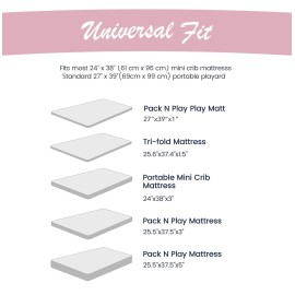 100% Organic Cotton Fitted Mattress Sheets for Graco Pack n Play, Babyletto, Pamo Babe, Dream on Me, Evenflo, Baby Trend, Hygge Hush Portable/Mini Crib/Playards, 2 Pk Tulip & Stripe Pattern