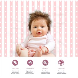 100% Organic Cotton Fitted Mattress Sheets for Graco Pack n Play, Babyletto, Pamo Babe, Dream on Me, Evenflo, Baby Trend, Hygge Hush Portable/Mini Crib/Playards, 2 Pk Tulip & Stripe Pattern