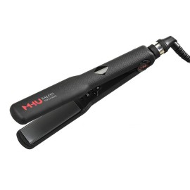 Professional Dual Voltage Hair Straightener 1.25 Keratin Ceramic Flat Iron Fast Heat Up for Home Use Iron Wide Plate Adjust Temperatures Auto Shut Off, Black