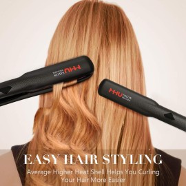 Professional Dual Voltage Hair Straightener 1.25 Keratin Ceramic Flat Iron Fast Heat Up for Home Use Iron Wide Plate Adjust Temperatures Auto Shut Off, Black