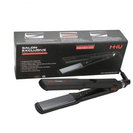 Professional Dual Voltage Hair Straightener 1.25 Keratin Ceramic Flat Iron Fast Heat Up for Home Use Iron Wide Plate Adjust Temperatures Auto Shut Off, Black