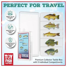 American Angler Collection Toy Fish Set With Collector Case Largemouth Bass Crappie Bluegill Catfish Striped Bass Miniature Figurine Fish by Toy Fish Factory