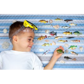 American Angler Collection Toy Fish Set With Collector Case Largemouth Bass Crappie Bluegill Catfish Striped Bass Miniature Figurine Fish by Toy Fish Factory