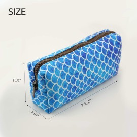 LParkin Mermaid Scales Large Capacity Canvas Pencil Case Pen Bag Pouch Stationary Case Makeup Cosmetic Bag Gadget Box
