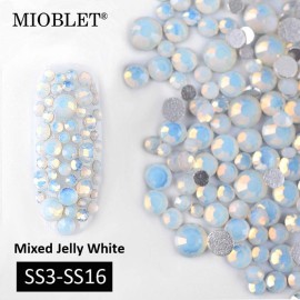MIOBLET 800pcs Mix SS3-SS16 Opal White Crystal Nail Art Rhinestones Flatback Glitters Decorations Gems Nail Art Decorations Manicure Tools MIOBLET 800pcs Mix SS3-SS16 Opal White Crystal Nail Art Rhinestones Flatback Glitters Decorations Gems Nail Art Decorations Manicure Tools