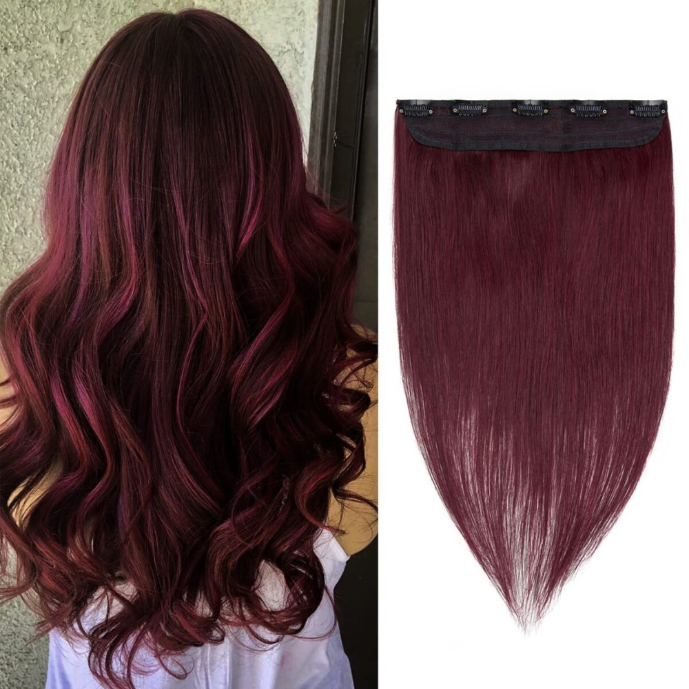 Benehair Burgundy One Piece Clip in Hair Extensions Human Hair Wine Red Hair Extensions Clip in Human Hair 20inch 3/4 Full Head Straight Remy Human Hair 5 Clips Benehair Burgundy One Piece Clip in Hair Extensions Human Hair Wine Red Hair Extensions Clip in Human Hair 20inch 3/4 Full Head Straight Remy Human Hair 5 Clips