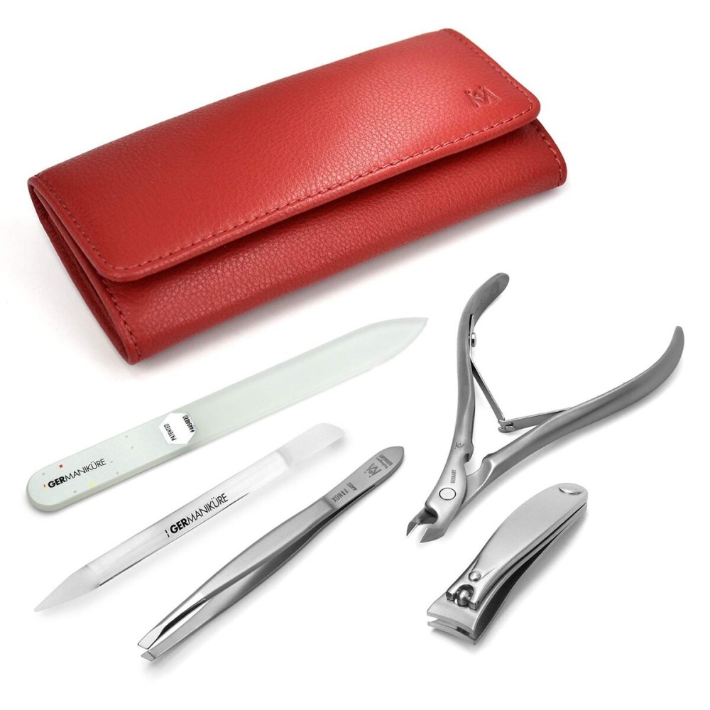GERMANIKURE 5pc Manicure Set in Leather Case -FINOX Stainless steel tools handmade in Solingen Germany - Professional Nail and Cuticle Care Travel Implements GERMANIKURE 5pc Manicure Set in Leather Case -FINOX Stainless steel tools handmade in Solingen Germany - Professional Nail and Cuticle Care Travel Implements