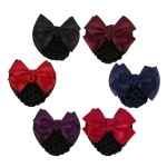 Driew Hair Clip, 6 Pcs Hair Net with Bow Hair Snoods for Women, Velvet, Polyester, Metal