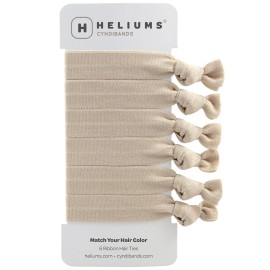 Cyndibands Elastic Hair Ties - Ash Blonde - Gentle Hold Ribbon Ponytail Holders, 6 Count