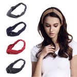 Cotton Headbands, 5 Pcs Solid Color Twisted Knotted Cotton Multi-Style Headbands for Women Sports or Fashion B