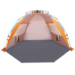 Oileus X-Large 4 Person Beach Tent Sun Shelter - Portable Sun Shade Instant Tent for Beach with Carrying Bag, Stakes, 6 Sand Pockets, Anti UV for Fishing Hiking Camping, Waterproof Windproof, Orange
