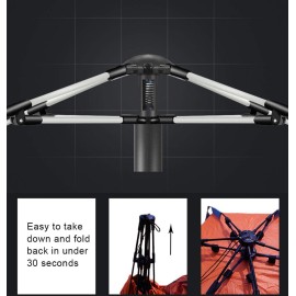 Oileus X-Large 4 Person Beach Tent Sun Shelter - Portable Sun Shade Instant Tent for Beach with Carrying Bag, Stakes, 6 Sand Pockets, Anti UV for Fishing Hiking Camping, Waterproof Windproof, Orange