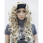 3/4 Band Headband wig Women\'s Light Blonde with Highlight Long Curly Wigs for Women ladies wigs Wiginway