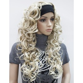 3/4 Band Headband wig Women\'s Light Blonde with Highlight Long Curly Wigs for Women ladies wigs Wiginway