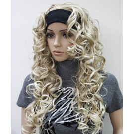 3/4 Band Headband wig Women\'s Light Blonde with Highlight Long Curly Wigs for Women ladies wigs Wiginway