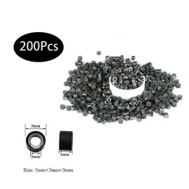 1 Set Hair Extension Tool Kit Plier Hook Pulling Needle 200Pc or so Micro Silicone Link Rings Beads for Professional Hair Styling Tools Accessory (Dark Brown)