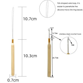 1 Set Hair Extension Tool Kit Plier Hook Pulling Needle 200Pc or so Micro Silicone Link Rings Beads for Professional Hair Styling Tools Accessory (Black)