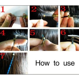 1 Set Hair Extension Tool Kit Plier Hook Pulling Needle 200Pc or so Micro Silicone Link Rings Beads for Professional Hair Styling Tools Accessory (Black)