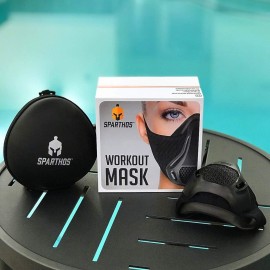 Sparthos Workout Mask High Altitude Mask - Face Mask for Gym Training, Work Out, Running, Cycling, Elevation, Cardio, Fitness - Resistance o2 2 3 - Lung Breathing Exercise Mask Men Women [Black +Case]