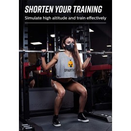Sparthos Workout Mask High Altitude Mask - Face Mask for Gym Training, Work Out, Running, Cycling, Elevation, Cardio, Fitness - Resistance o2 2 3 - Lung Breathing Exercise Mask Men Women [Black +Case]