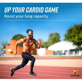 Sparthos Workout Mask High Altitude Mask - Face Mask for Gym Training, Work Out, Running, Cycling, Elevation, Cardio, Fitness - Resistance o2 2 3 - Lung Breathing Exercise Mask Men Women [Black +Case]