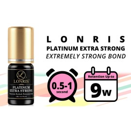 8-9 Weeks Retention/Volume Eyelash Extension Glue/Platinum Extra Strong LONRIS Lash / 0.5-1 Sec Drying time/Maximum Bonding/Semi-Permanent Extensions Supplies/Professional Use Black Adhesive (5 ML) 8-9 Weeks Retention/Volume Eyelash Extension Glue/Platinum Extra Strong LONRIS Lash / 0.5-1 Sec Drying time/Maximum Bonding/Semi-Permanent Extensions Supplies/Professional Use Black Adhesive (5 ML)