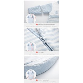 OuYun Baby Organic Sleeping Bag Detachable Sleeve Wearable Blanket,Grey,350g Filling for 32-59