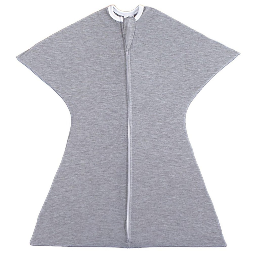 SleepingBaby Zipadee-Zip Transition Swaddle - Cozy Baby Swaddle Blanket with Zipper Convenience - Roomy Wearable Blanket for Easy Diaper Changes - Heather Grey, Small (4-8 Month)