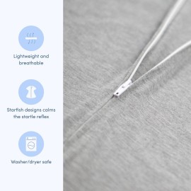 SleepingBaby Zipadee-Zip Transition Swaddle - Cozy Baby Swaddle Blanket with Zipper Convenience - Roomy Wearable Blanket for Easy Diaper Changes - Heather Grey, Small (4-8 Month)