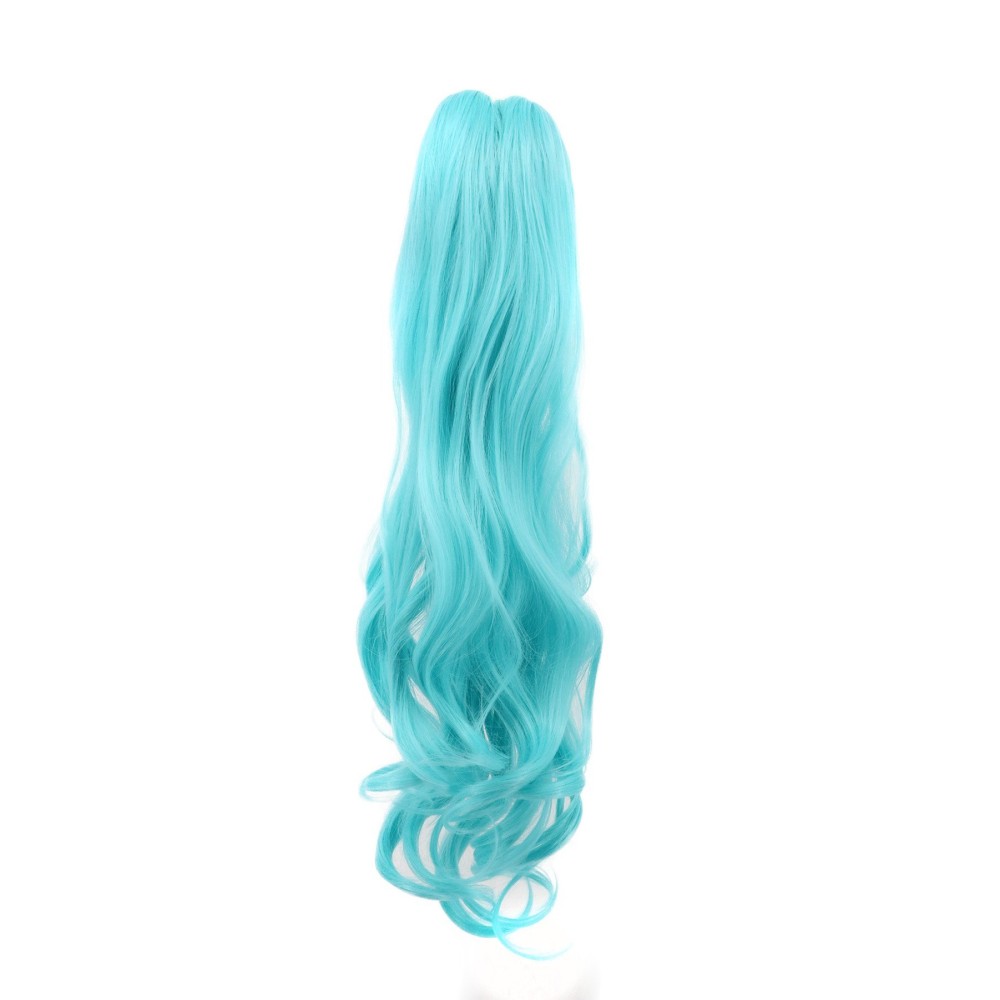 karlery Curly Clip In Thick Claw Drawstring Ponytail Multi-colored Hair Pony Tail Hair Extension (Lake Blue)