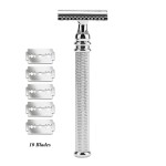 CSB Classic 3-Piece Shaving Razor Diamond Pattern Handle Double Edge Safety Razor with 10 Replace Blades
