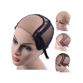 YANTAISIYU 4X4 Inch U Part Swiss Lace Wig Cap for Making Wigs with Adjustable Straps on the Back Glueless Hairnets (Black M) YANTAISIYU 4X4 Inch U Part Swiss Lace Wig Cap for Making Wigs with Adjustable Straps on the Back Glueless Hairnets (Black M)