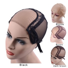 YANTAISIYU 4X4 Inch U Part Swiss Lace Wig Cap for Making Wigs with Adjustable Straps on the Back Glueless Hairnets (Black M) YANTAISIYU 4X4 Inch U Part Swiss Lace Wig Cap for Making Wigs with Adjustable Straps on the Back Glueless Hairnets (Black M)