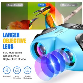 LET\'S GO! Binoculars for Kids Boys, Outdoor Toys for 3-9 Year Old Boy New Best Gifts for 3-9 Year Old Boys Christmas Xmas Stocking Stuffers Fillers for Boy Blue