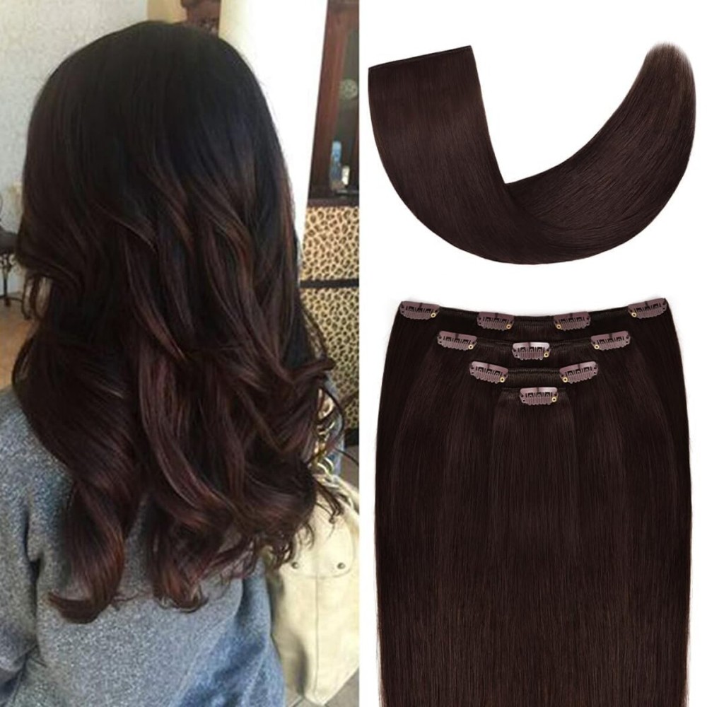 12 Clip in Hair Extensions Remy Human Hair for Women - Silky Straight Human Hair Clip in Extensions 50grams 4pieces Dark Brown 2 Color 12 Clip in Hair Extensions Remy Human Hair for Women - Silky Straight Human Hair Clip in Extensions 50grams 4pieces Dark Brown 2 Color