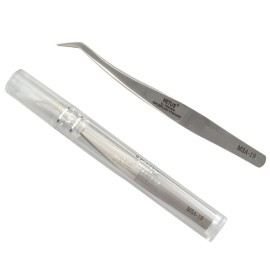 2 Pieces Vetus Eyelash Tweezers Fine Point High Precision Stainless Steel Tweezers with Suprior Case